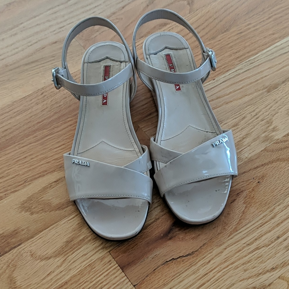 Prada light pink patent leather sandals